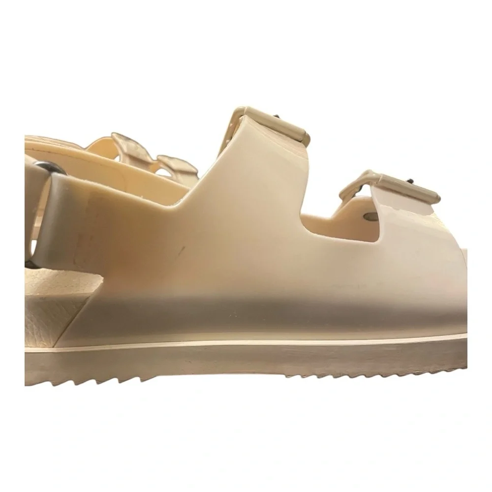 Gucci Women's Isla Double G Logo Rubber Sandals Dusty White Size 38 US 8
